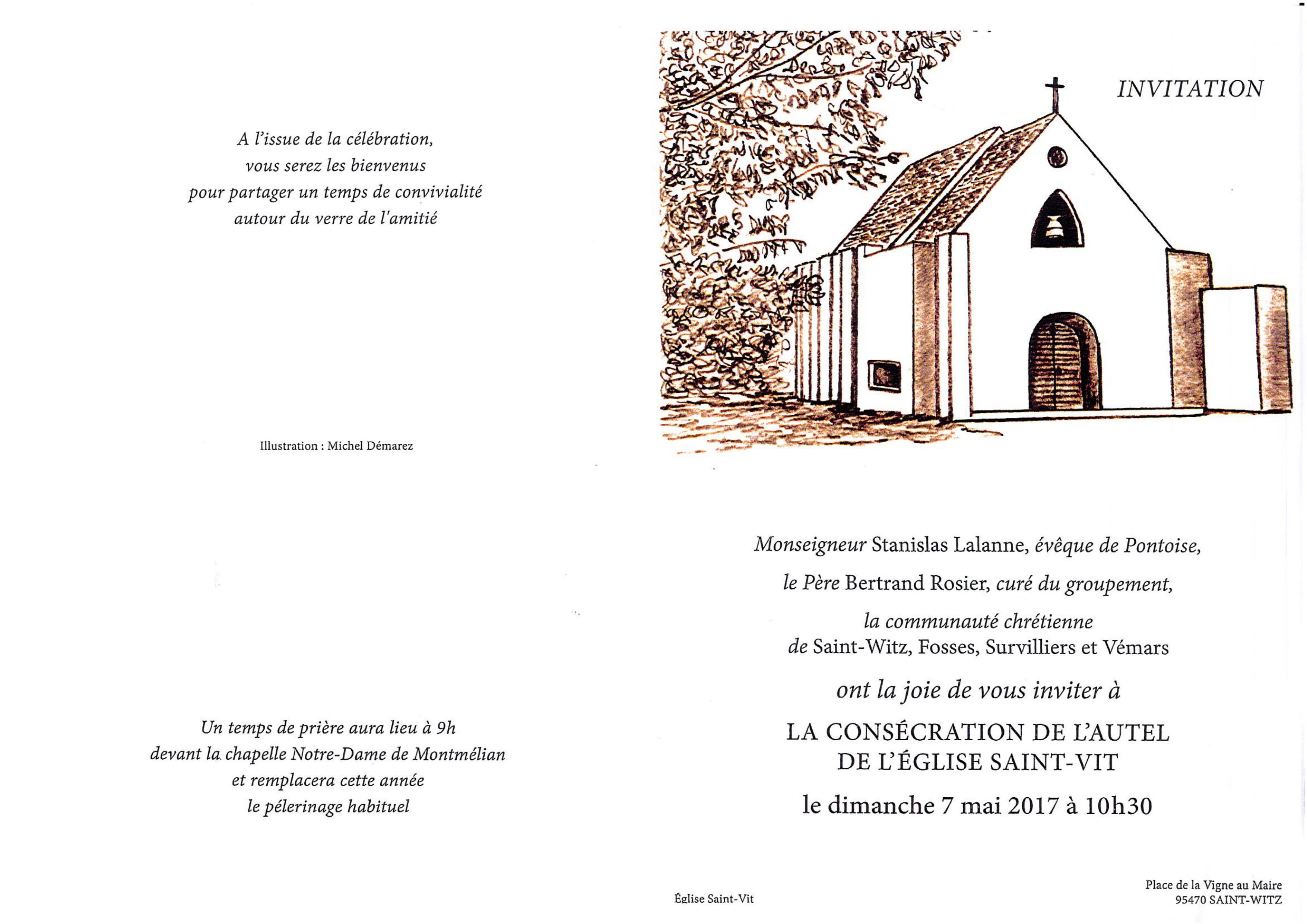 Invitation consécration de lautel église Saint Vit